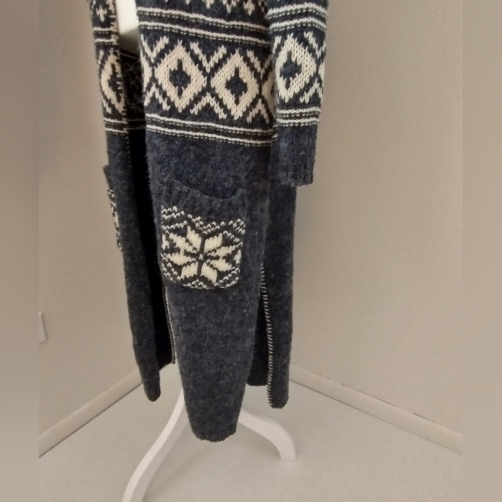Sundance Talisman long hooded fairisle cardigan sweater M - Picture 4 of 9